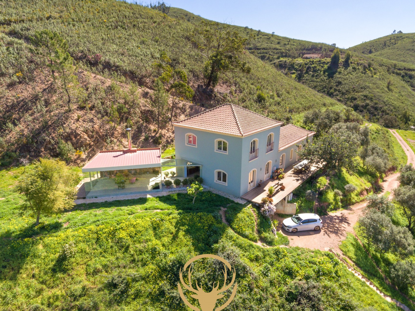 Beautiful country villa with amazing views set on  185,200m2  with two lakes and a river